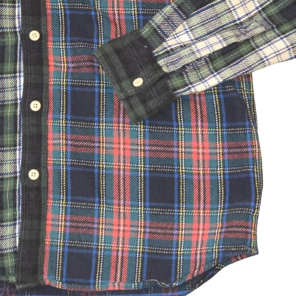 Flannel Plaid Multi Patch Shacket Shirt American Eagle Outfitter Size Medium - Picture 7 of 16